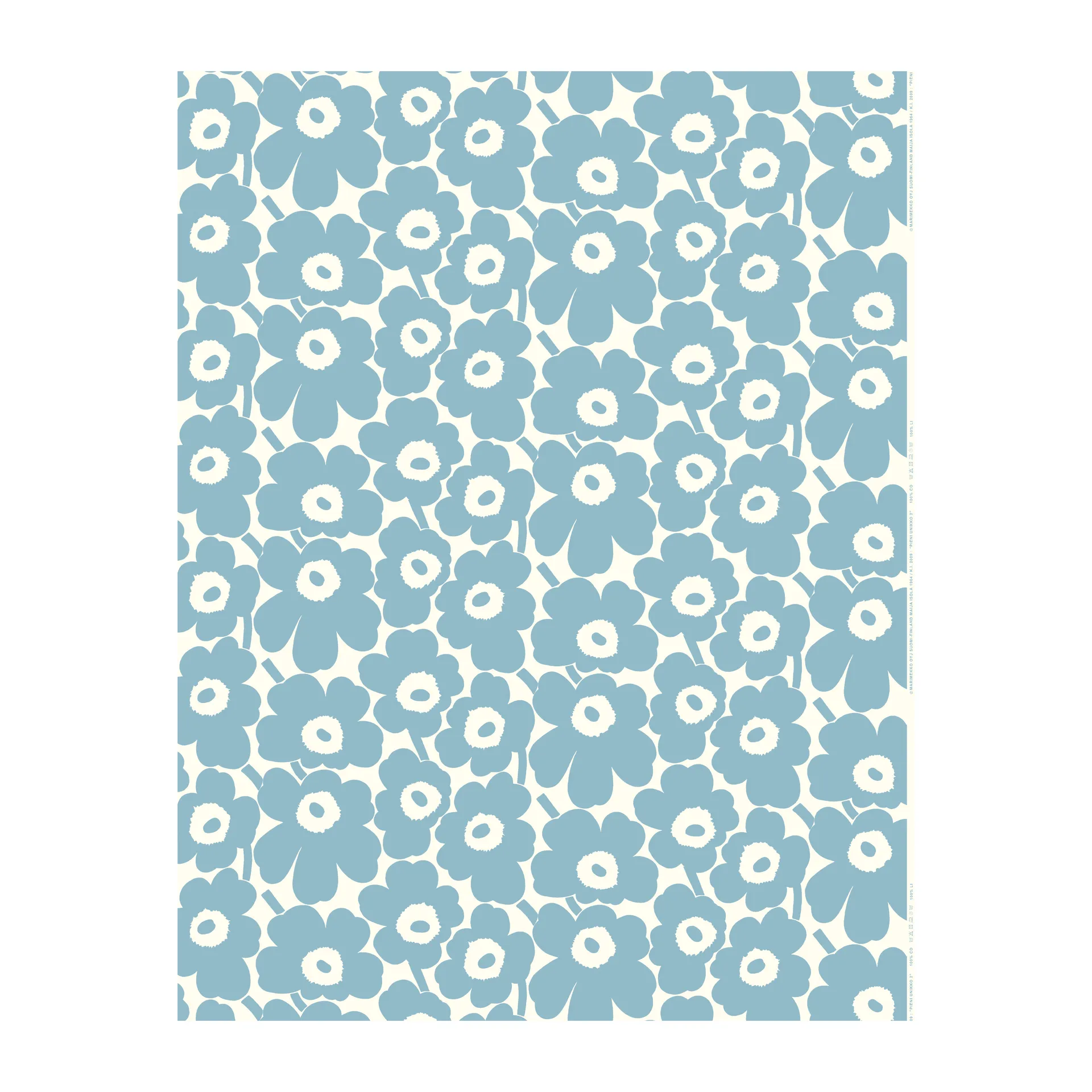 Pieni Unikko voksduk, Off white-light blue Marimekko
