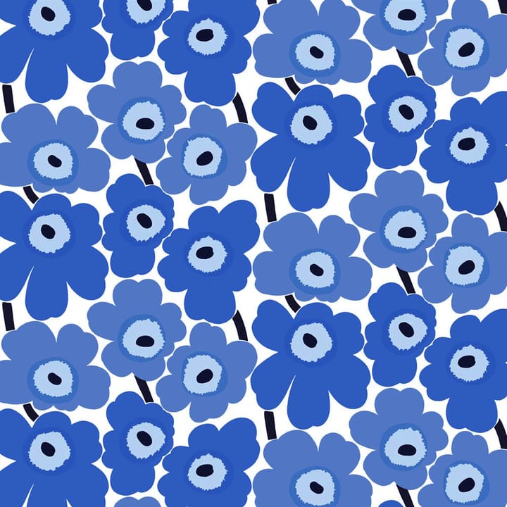 Pieno Unikko stoff - hvit-blå - Marimekko