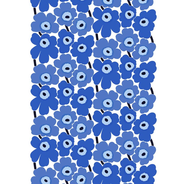 Pieno Unikko stoff - hvit-blå - Marimekko