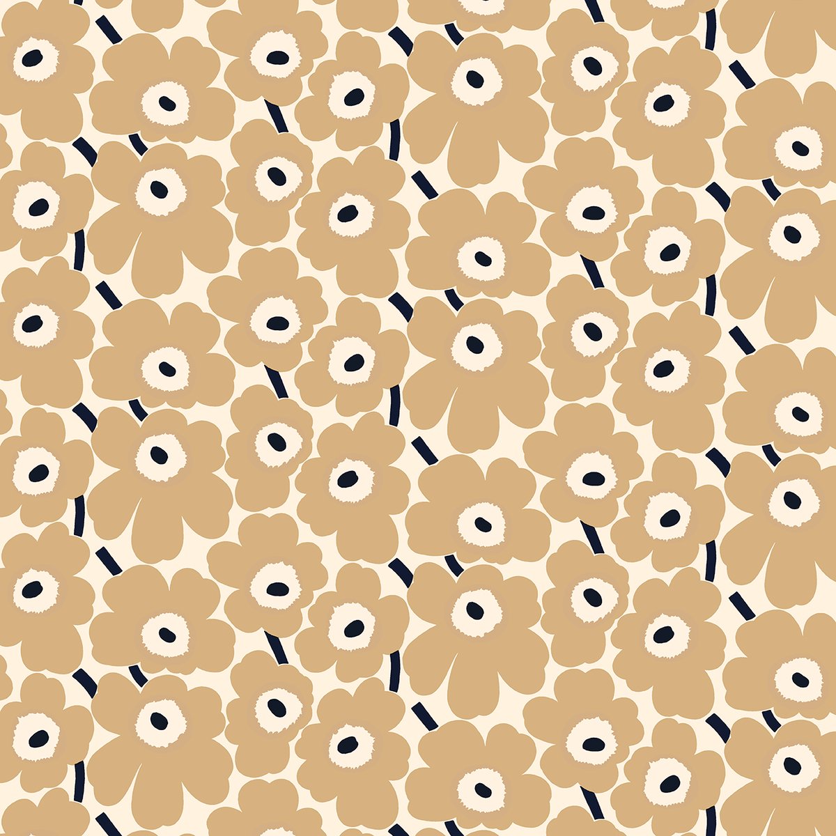 Bilde av Marimekko Pieno Unikko stoff Naturhvit-beige-mørkeblå