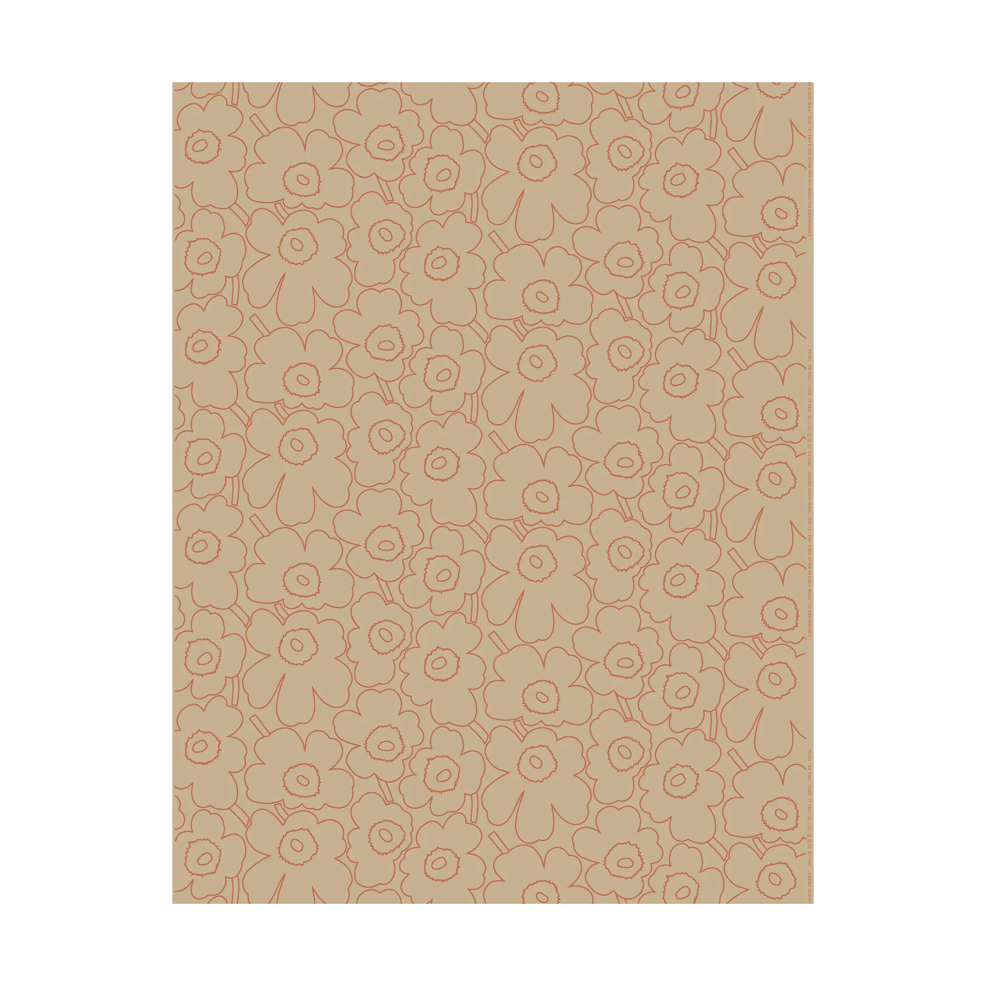 Piirto Unikko stoff bomull-lin, Linen-l. terrakotta Marimekko