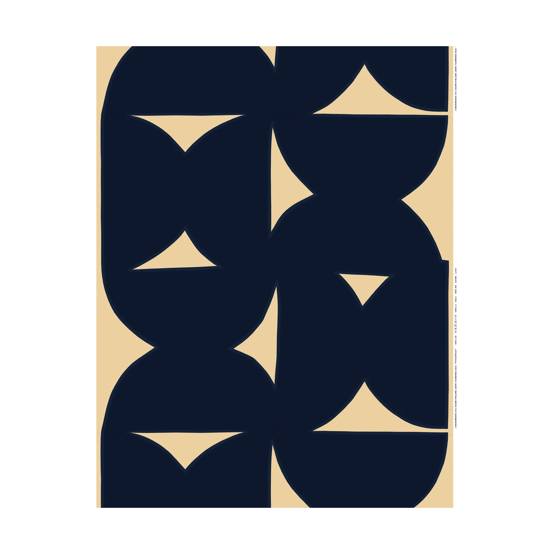 Pitkospuut bomulsstoff, Sand-dark navy Marimekko