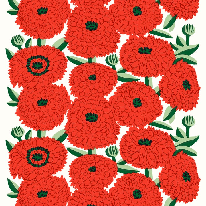 Primavera stoff - Hvit-oransje-grønn - Marimekko