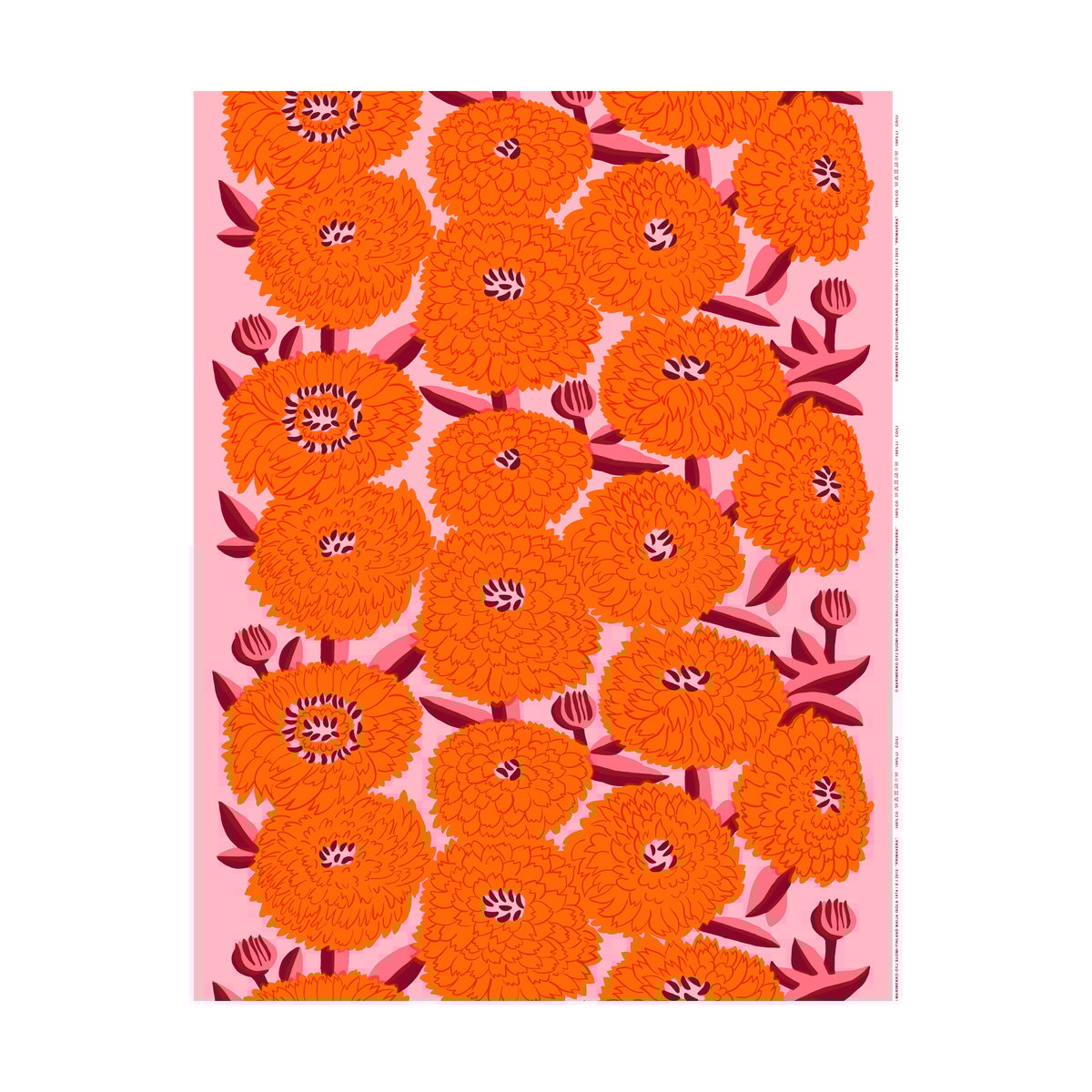 Marimekko Primavera stoff Light pink-orange-winered