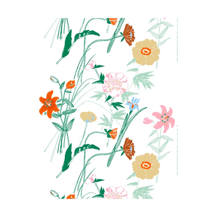 Puutarhakutsut bomullsstoff - White-green-orange - Marimekko