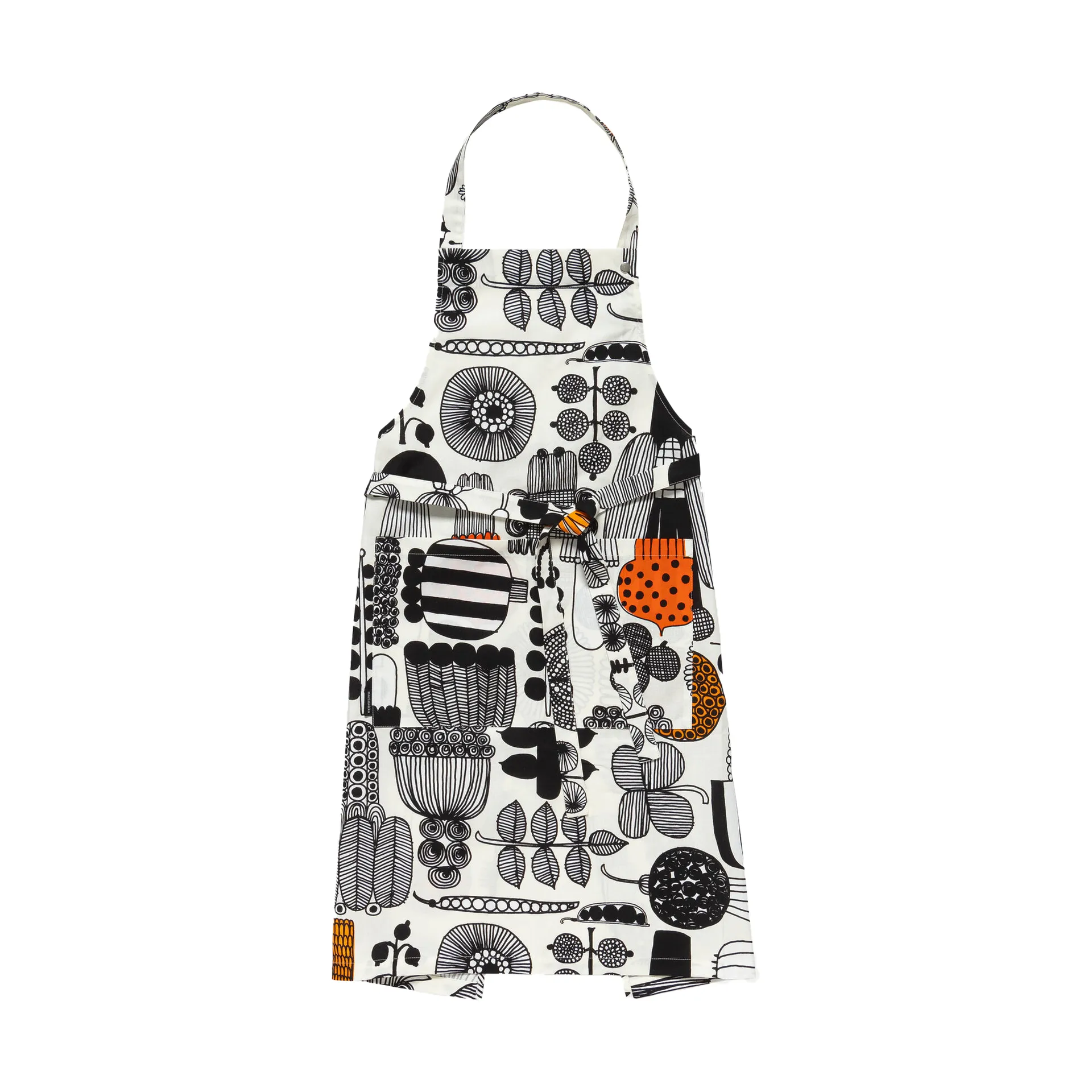 Puutarhurin parhaat forkle, White-black-orange Marimekko