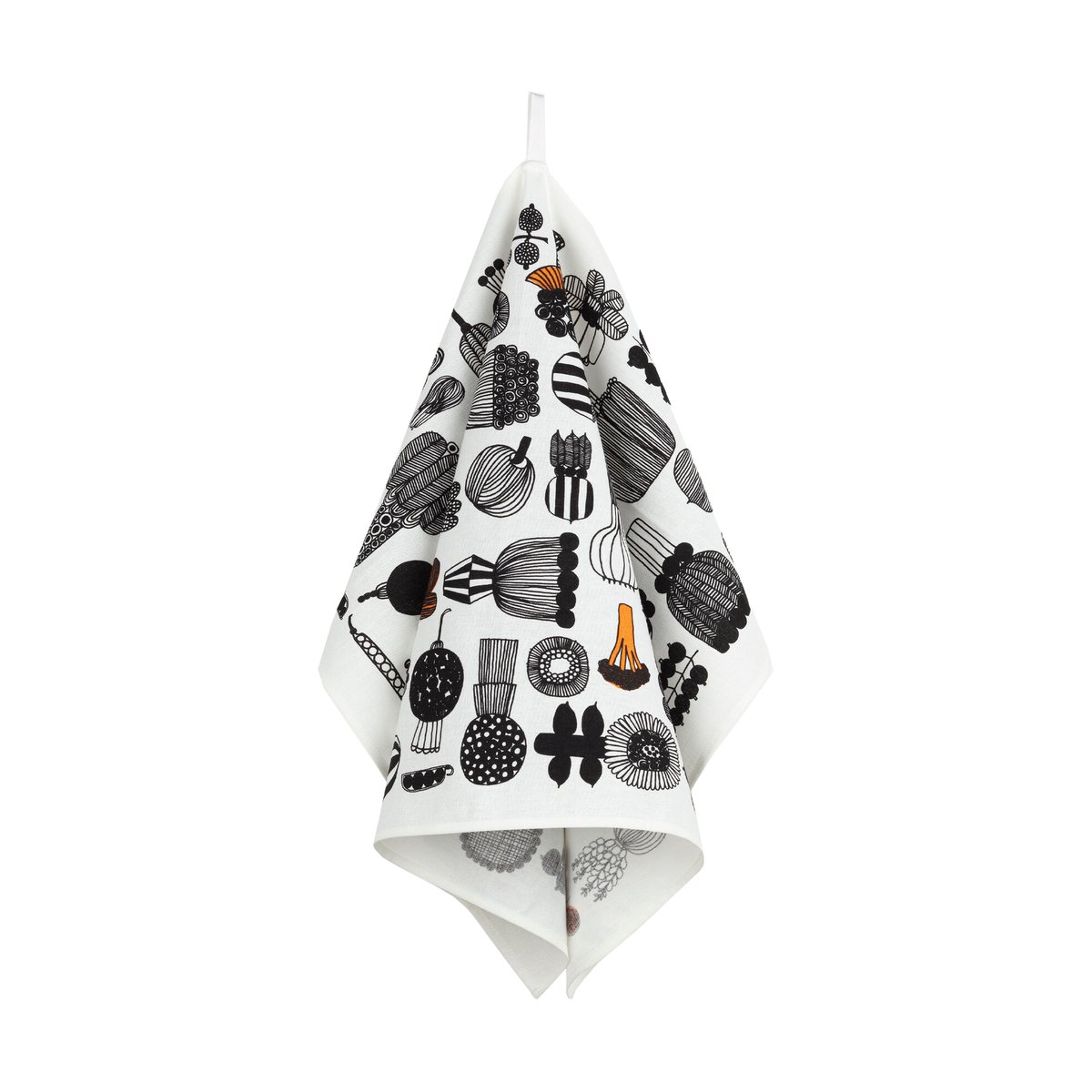 Marimekko Puutarhurin parhaat kjøkkenhåndkle 47x70 cm White-black-orange