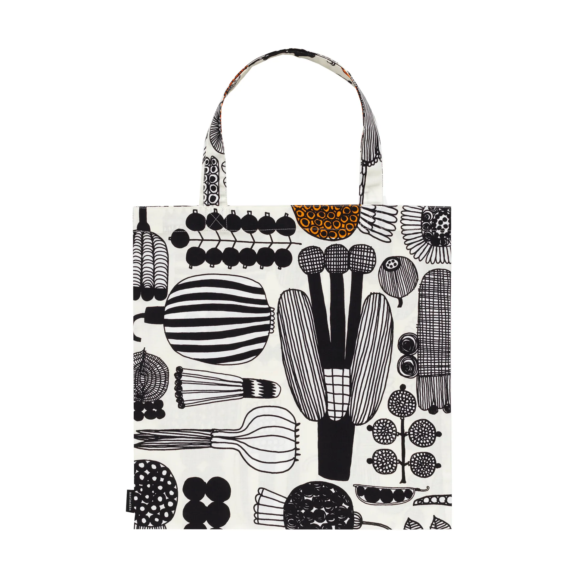 Puutarhurin parhaat veske 44x43 cm, White-black-orange Marimekko
