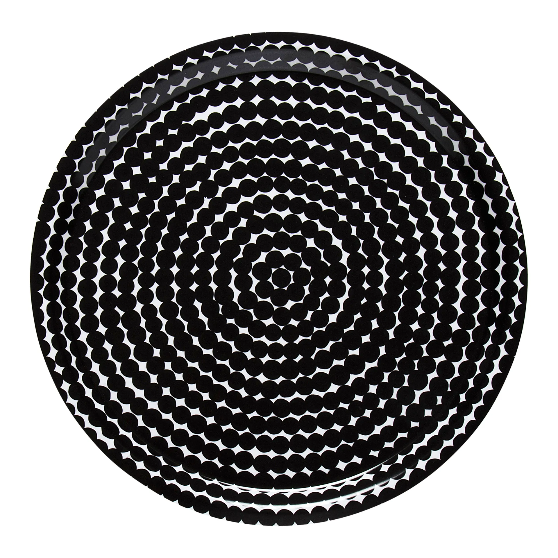 Räsymatto brett Ø31 cm, Svart-hvit Marimekko