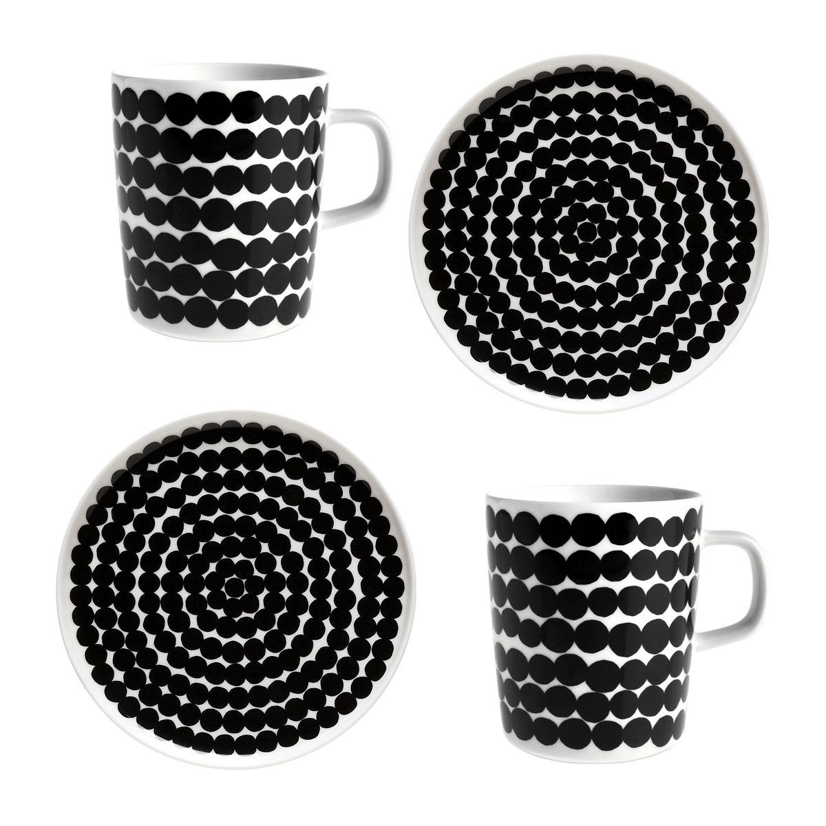 Marimekko Räsymatto frokostservise Hvit-svart | Skandinavisk Design | Servise & Startsett | Svart