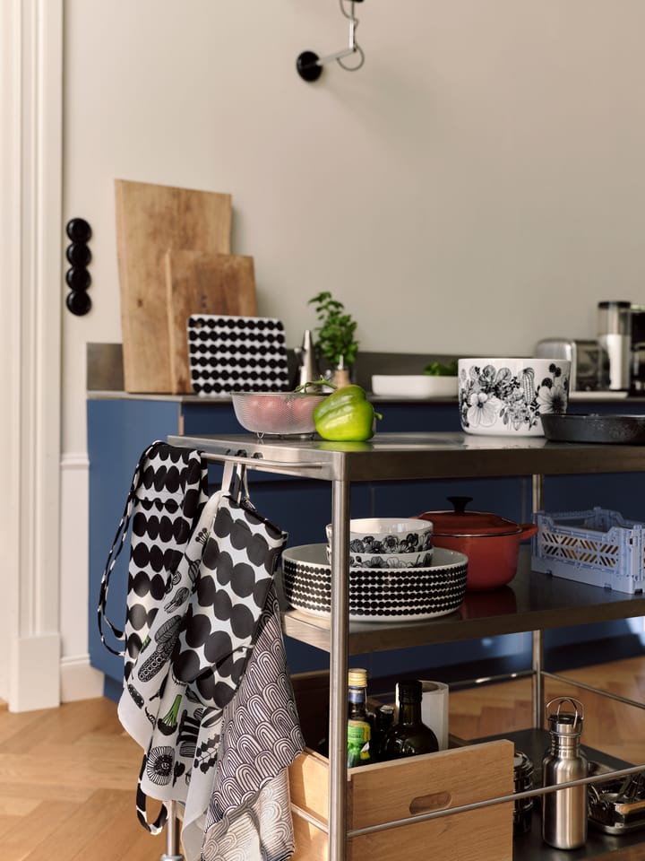Räsymatto kjøkkentekstilsett, Hvit-svart Marimekko