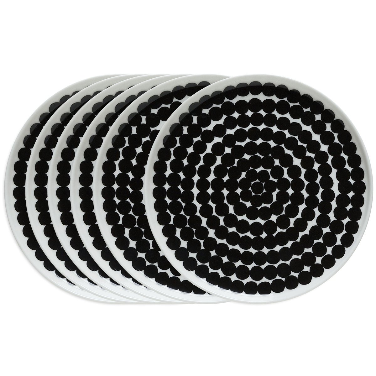 Marimekko Räsymatto tallerken 20 cm, 6-pakn. sort-hvit svart-hvit