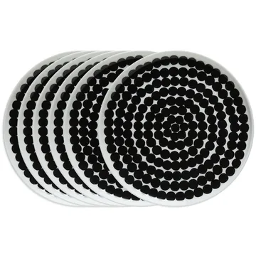 Räsymatto tallerken 20 cm, 6-pk sort-hvit - Marimekko