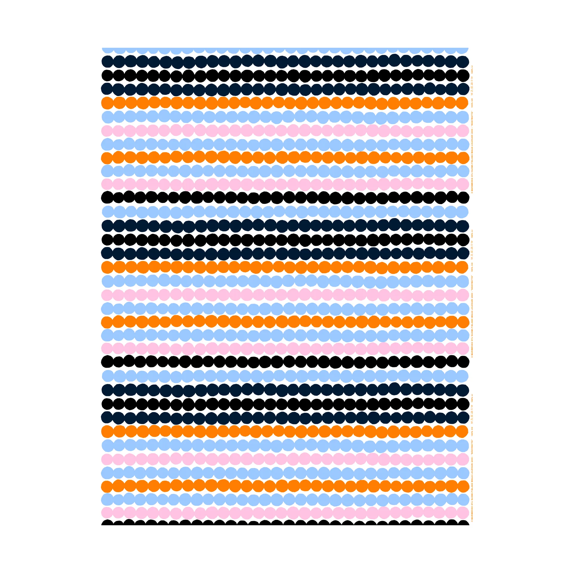 Räsymatto voksduk, White-pink-light blue-black Marimekko