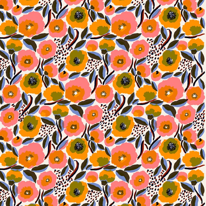 Rosarium batistestoff - Hvit-rød-gul-blå - Marimekko