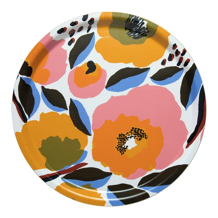 Rosarium brett Ø31 cm - Hvit-rød-gul-blå - Marimekko