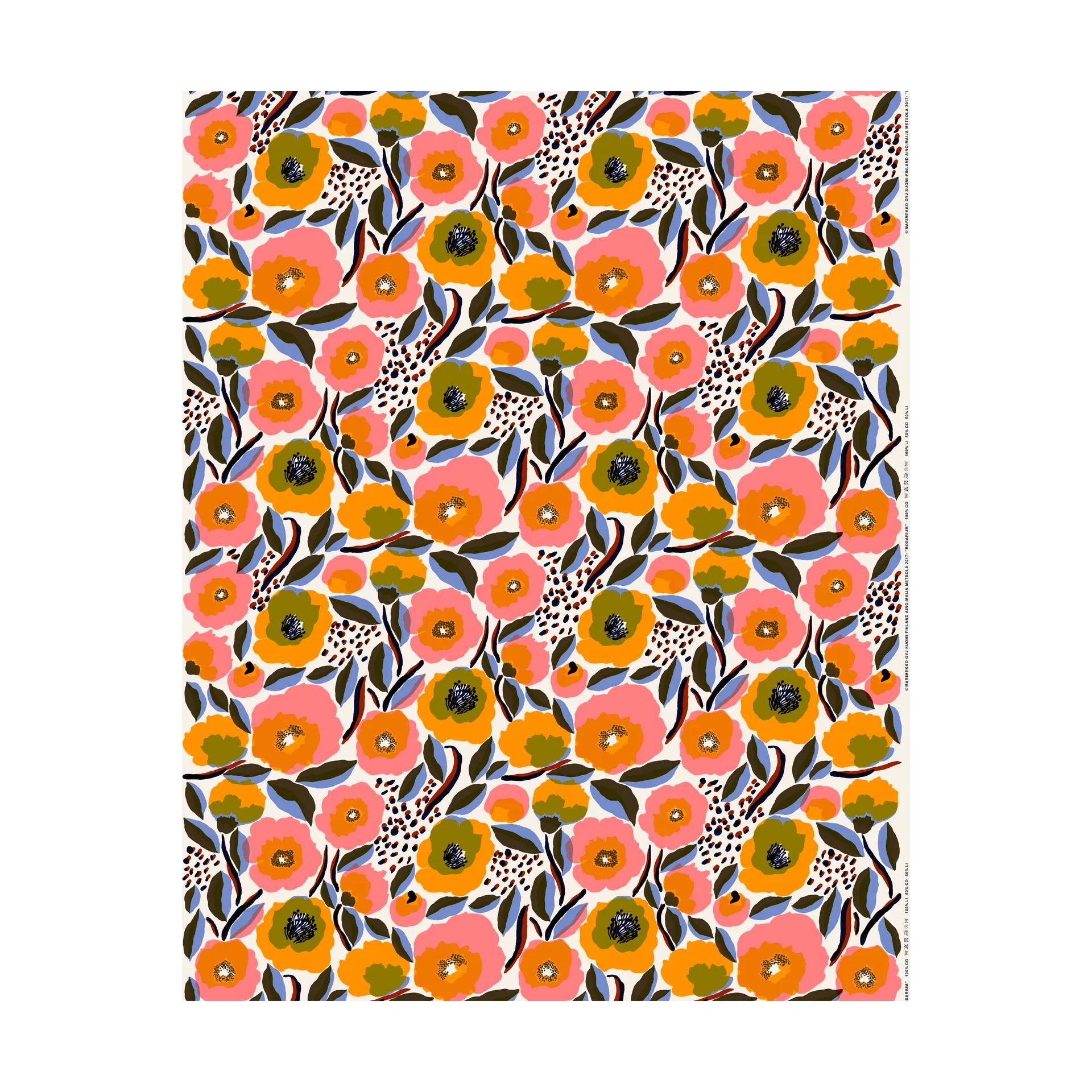 Rosarium voksduk, White-red-yellow-blue Marimekko