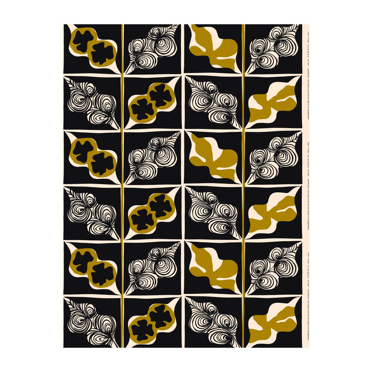 Bilde av Marimekko Rukinlapa ubleket bomullsstoff mørkeblå-grønn-hvit