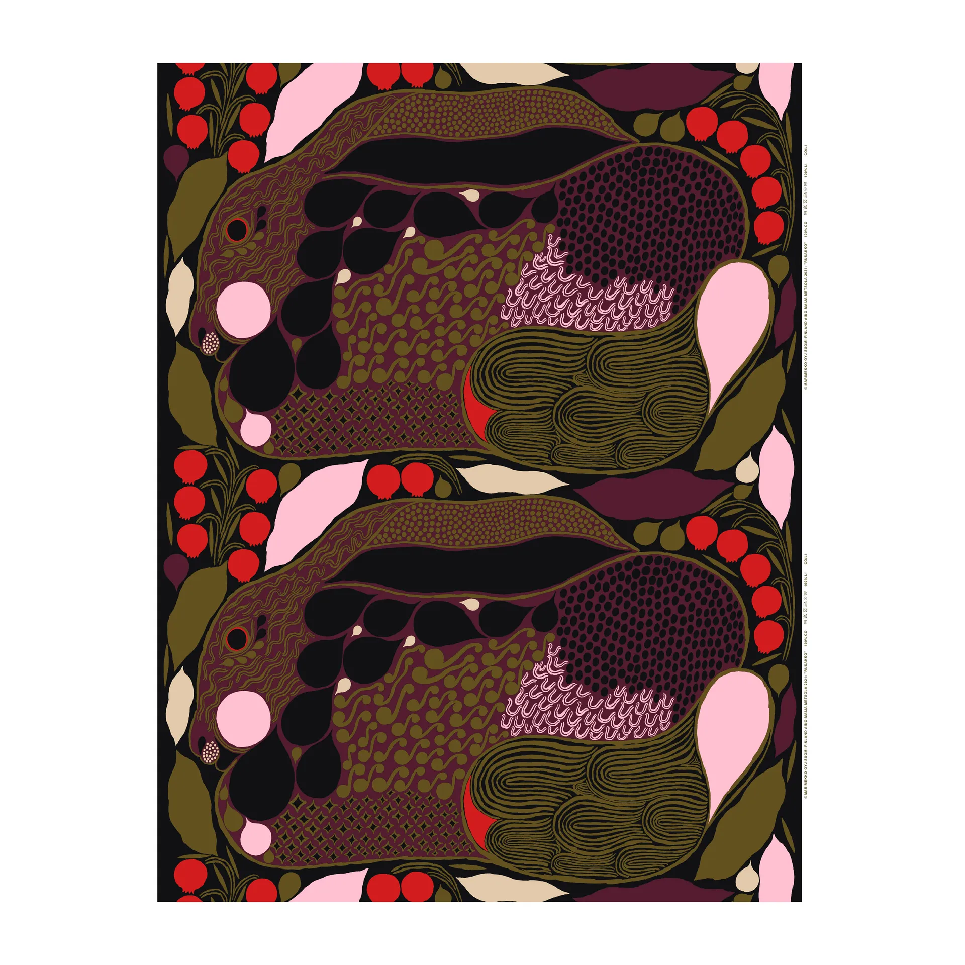 Rusakko stoff panama, Rosa-brun Marimekko