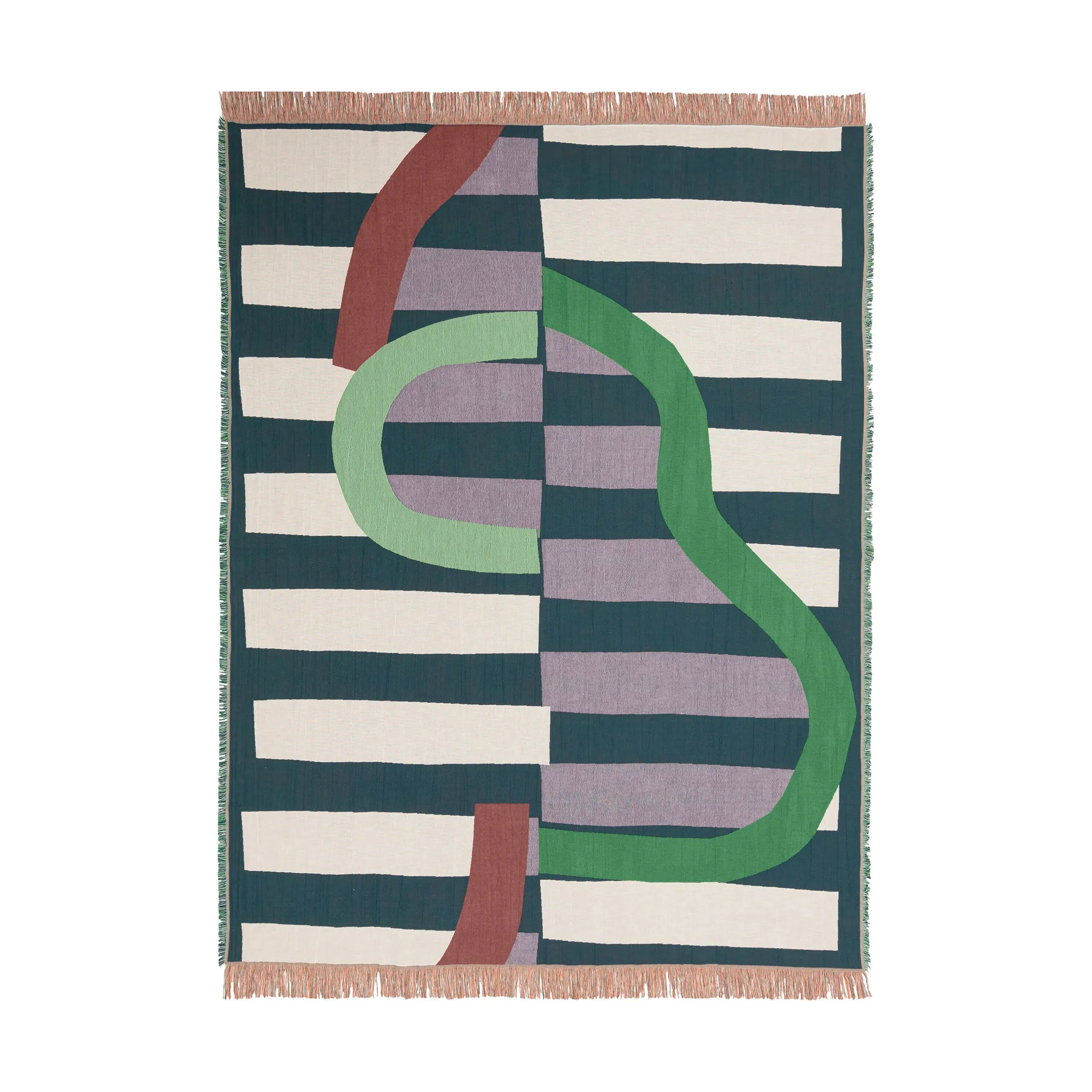 Siirto pledd jacquard 140x180 cm, Powder-d. blue-l. blue-coral Marimekko