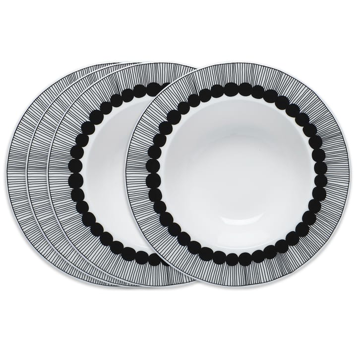 Siirtolapuutarha dyp tallerken Ø 20 cm 4-pakk svart Marimekko