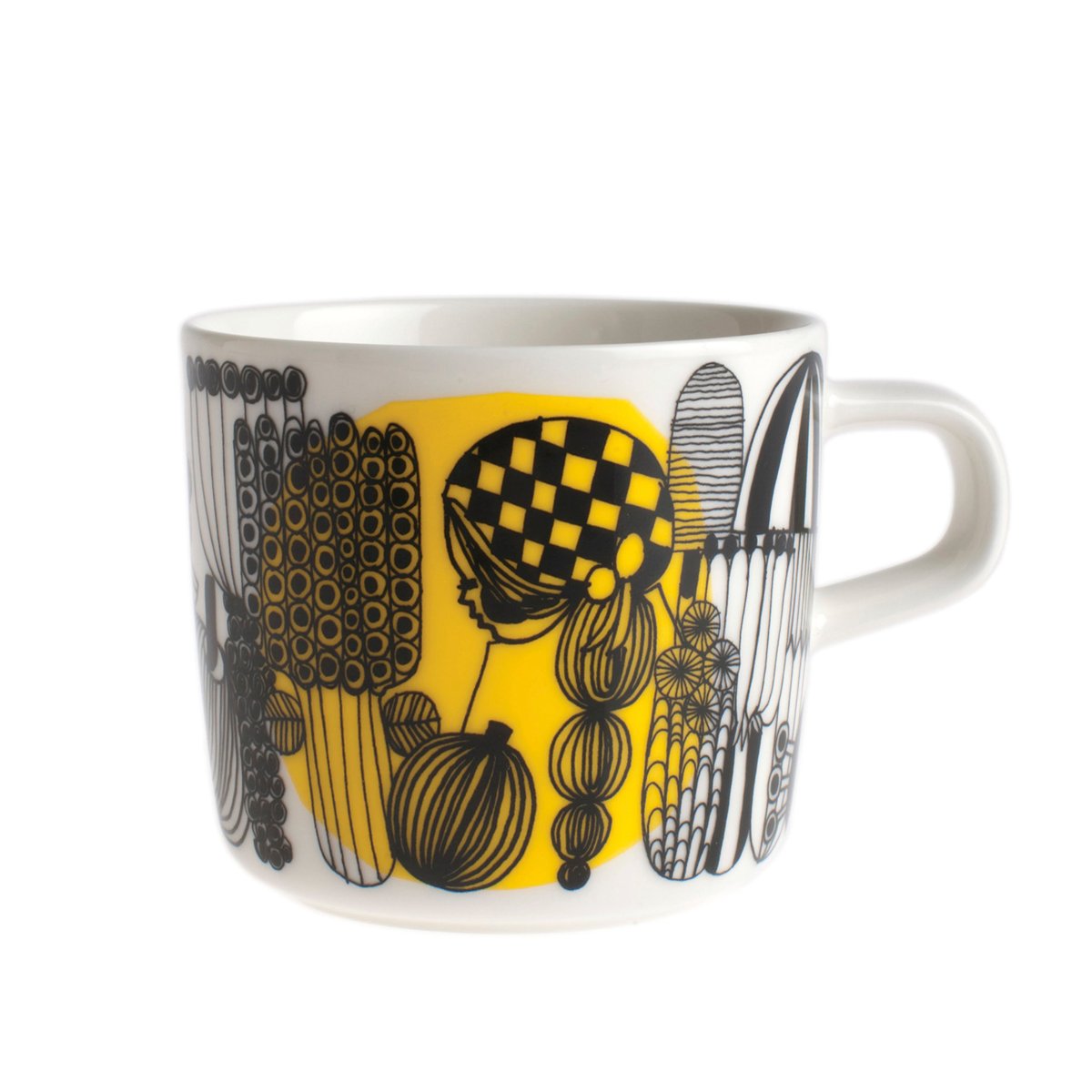Marimekko - Oiva Siirtolapuutarha kaffekopp 20 cl mønstret/gul