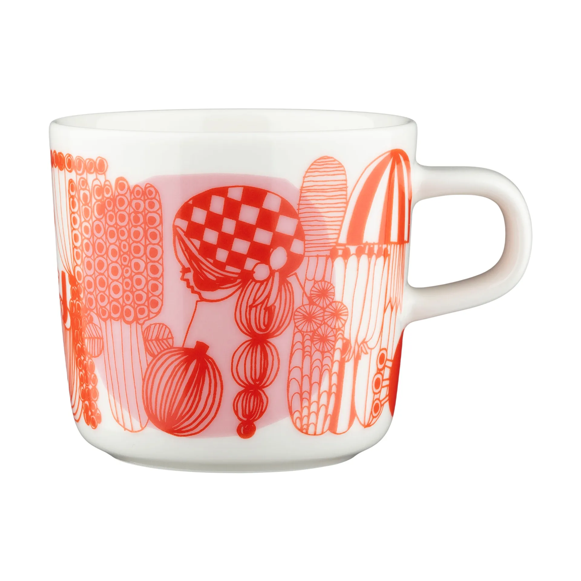 Siirtolapuutarha kopp 20 cl, White-orange-light pink Marimekko