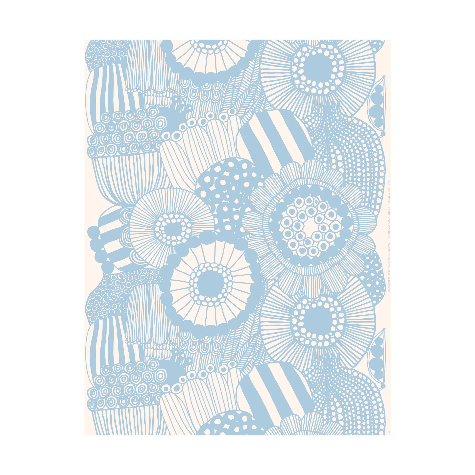 Siirtolapuutarha stoff, Beige-blå Marimekko