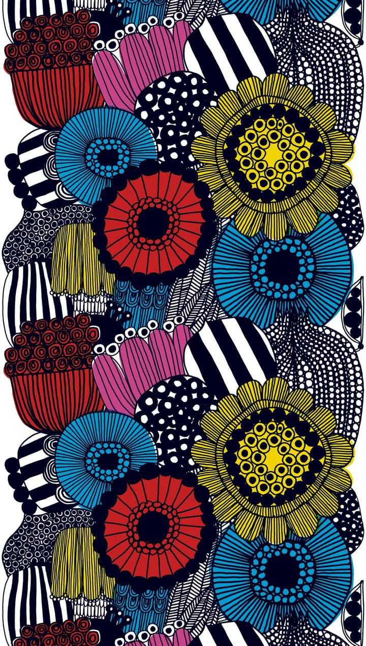 Siirtolapuutarha stoff, gul-rosa-blå Marimekko