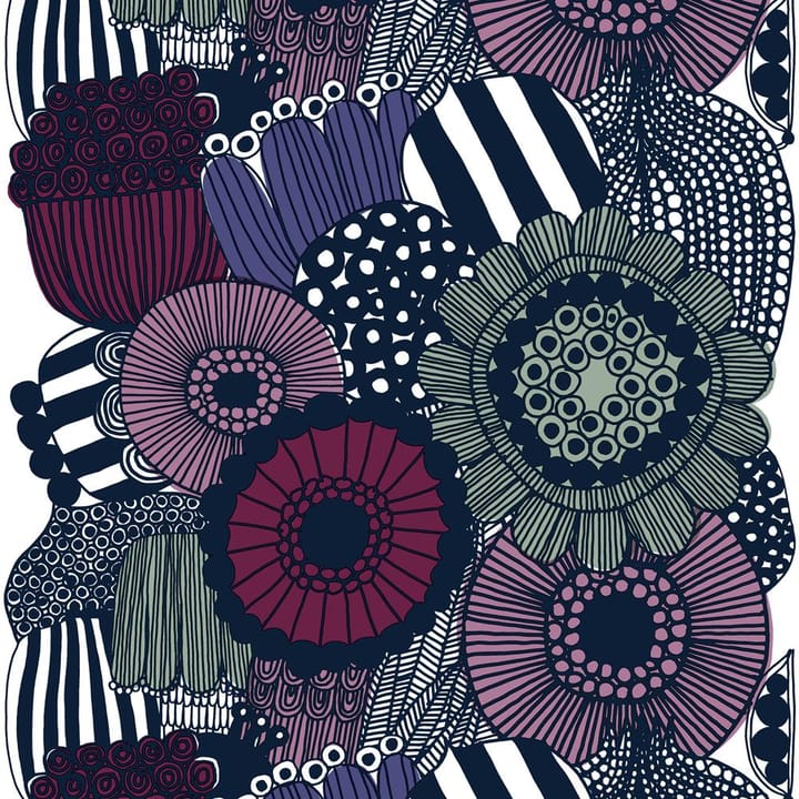 Siirtolapuutarha stoff, hvit-lilla-grå Marimekko