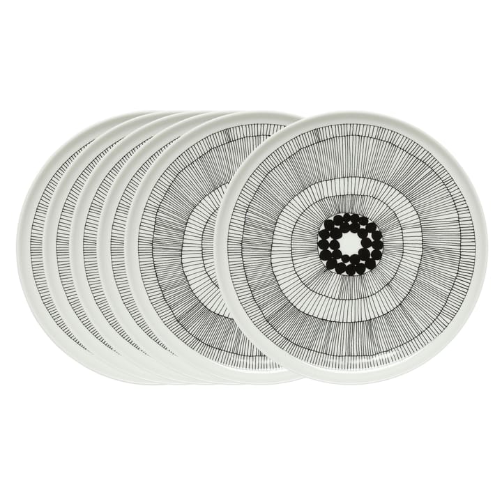 Siirtolapuutarha tallerken Ø 25 cm, 6-pakn. sort-hvit - undefined - Marimekko