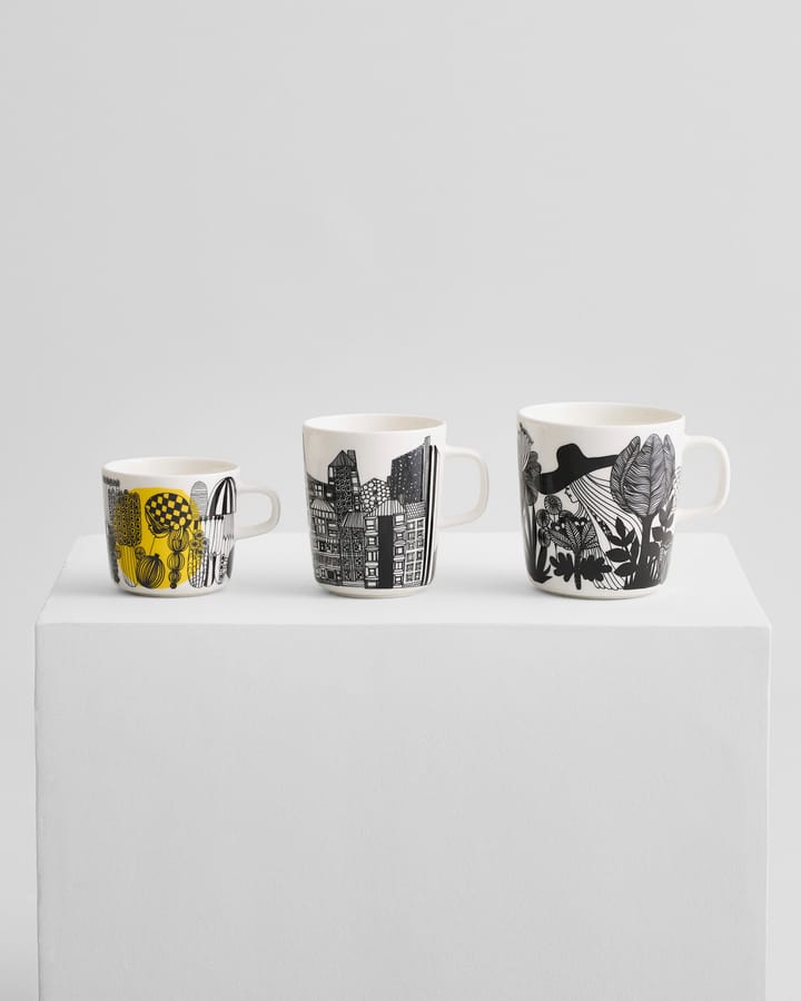 Siirtolapuutarha tekrus 4 dl, sort-hvit-rosa Marimekko