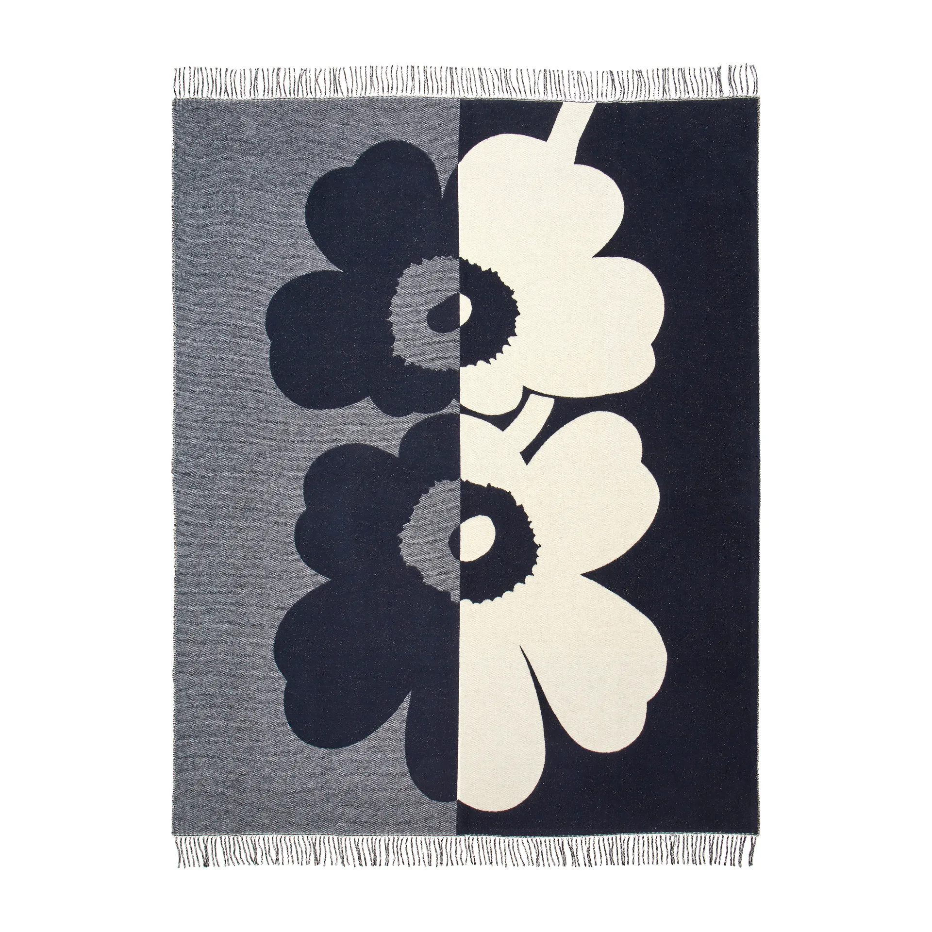Suur Unikko pledd 130 x 170 cm, Mørkeblå-sand-offwhite-gull Marimekko