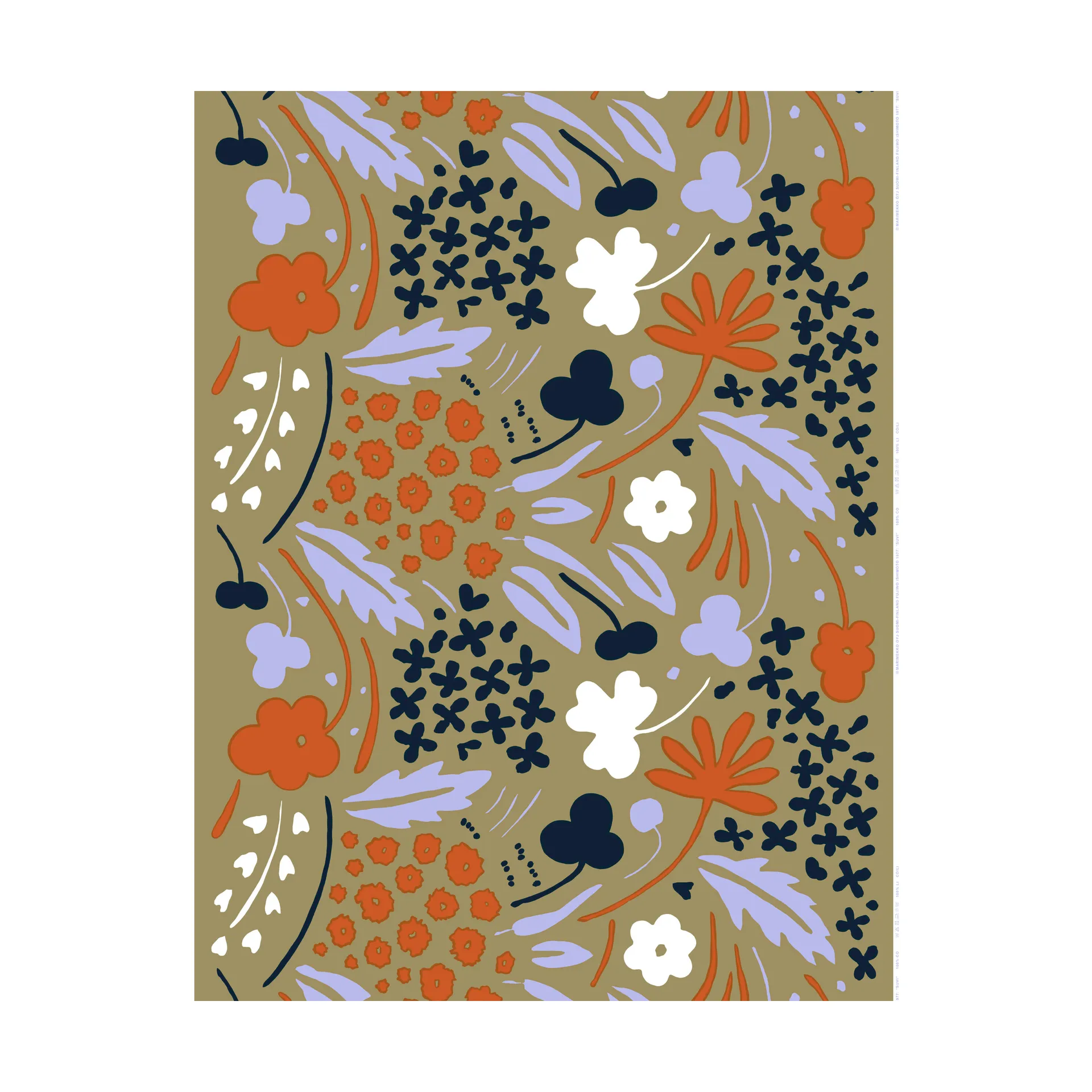 Suvi stoff, Grey-green-dark blue-tile Marimekko