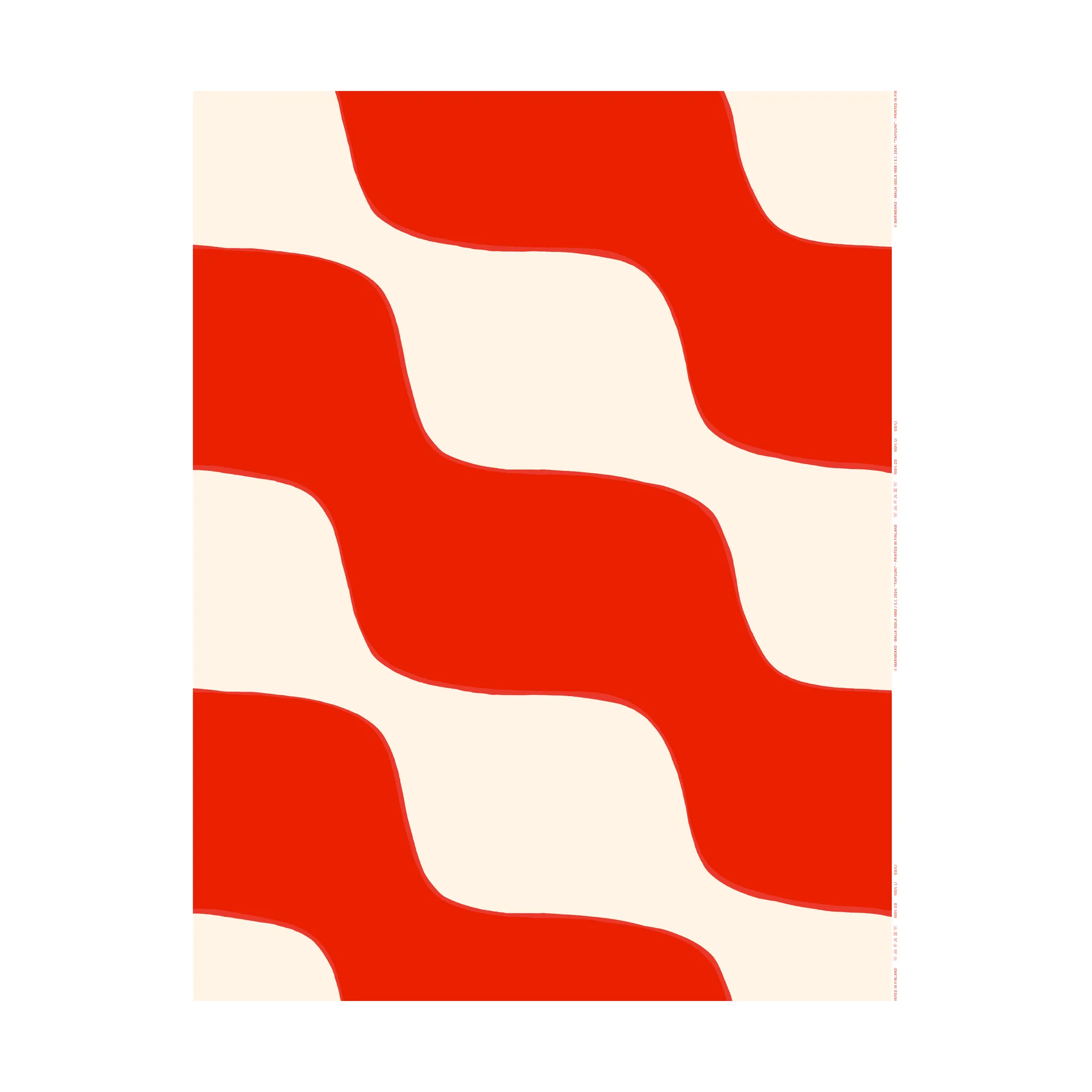 Taifuuni stoff, Natural white, orange red, bomull Marimekko