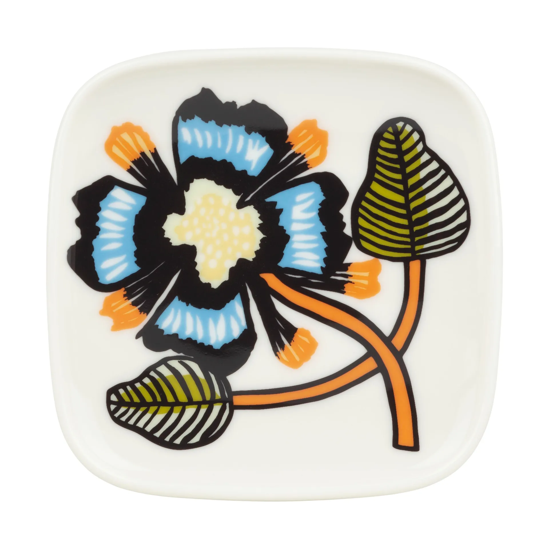 Tiara fat 10x10 cm, White-warm orange-green Marimekko