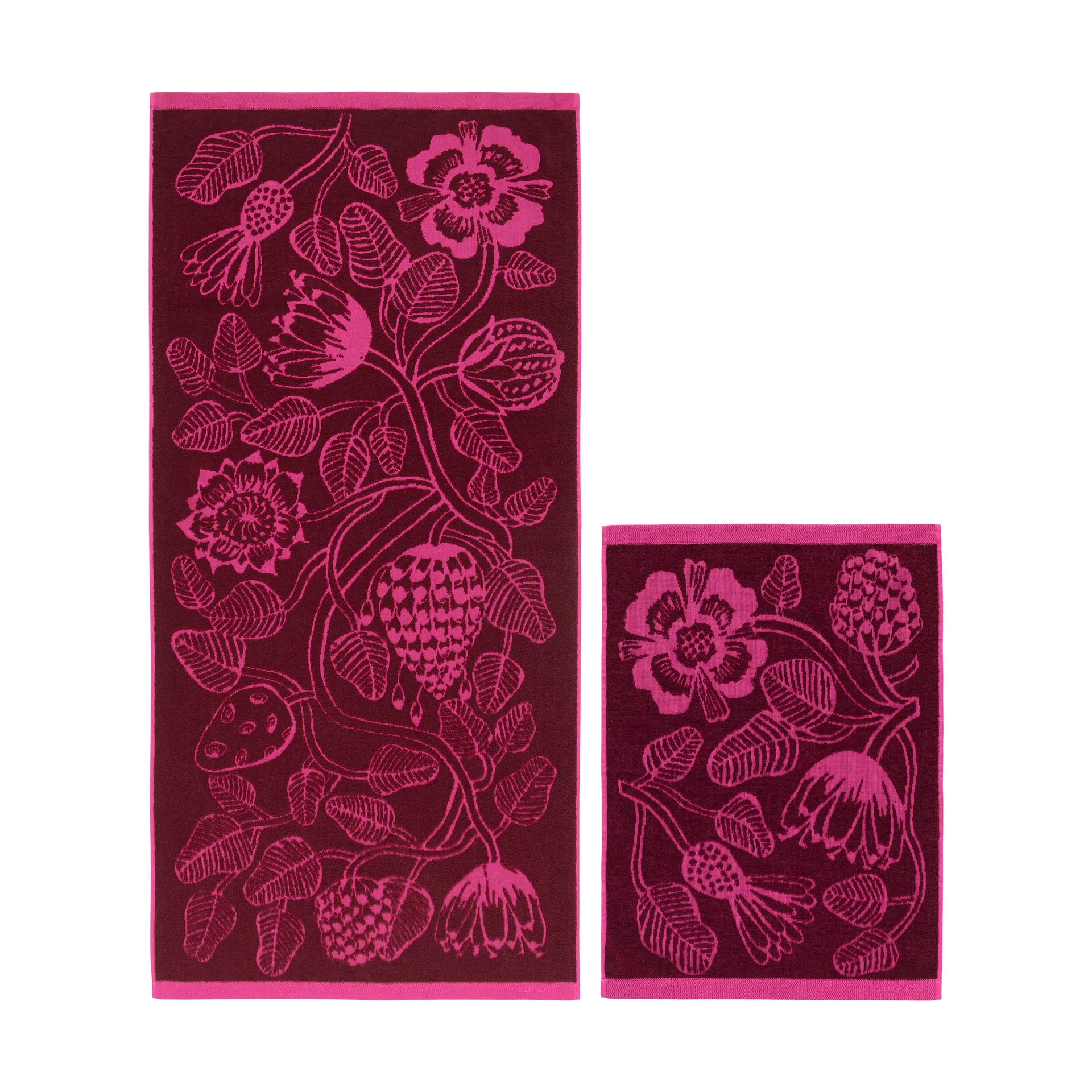 Tiara håndklesett 2 deler, Burgundy-pink Marimekko