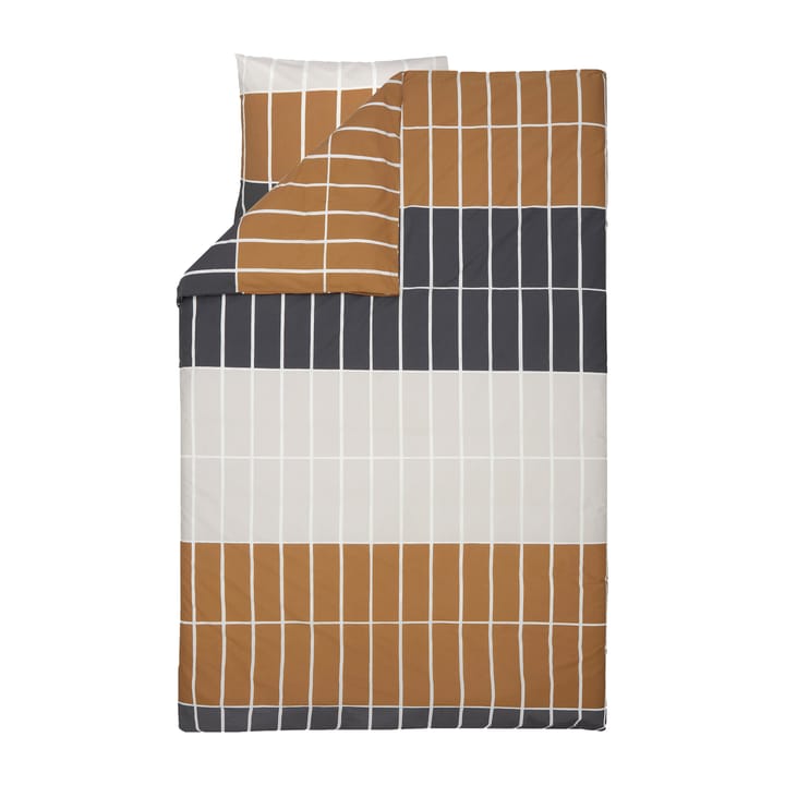 Tiiliskivi dynetrekk 150x210 cm - Mørkebrun-beige-mørkegrå - Marimekko