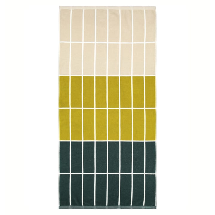 Tiiliskivi håndkle mørkgrønn-gul-beige - 70x140 cm - Marimekko