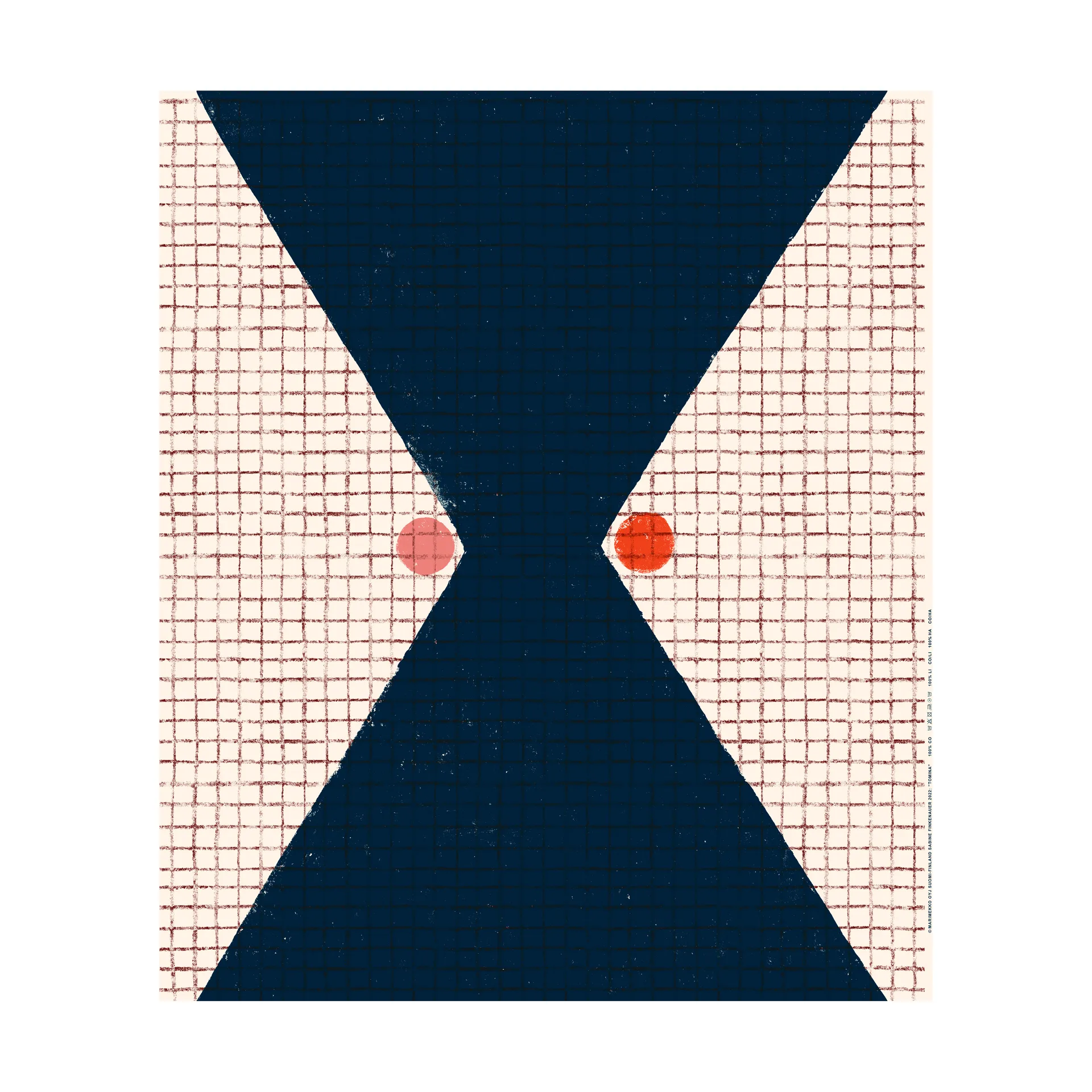 Tomina tekstil bomull, Cotton-blue-red Marimekko