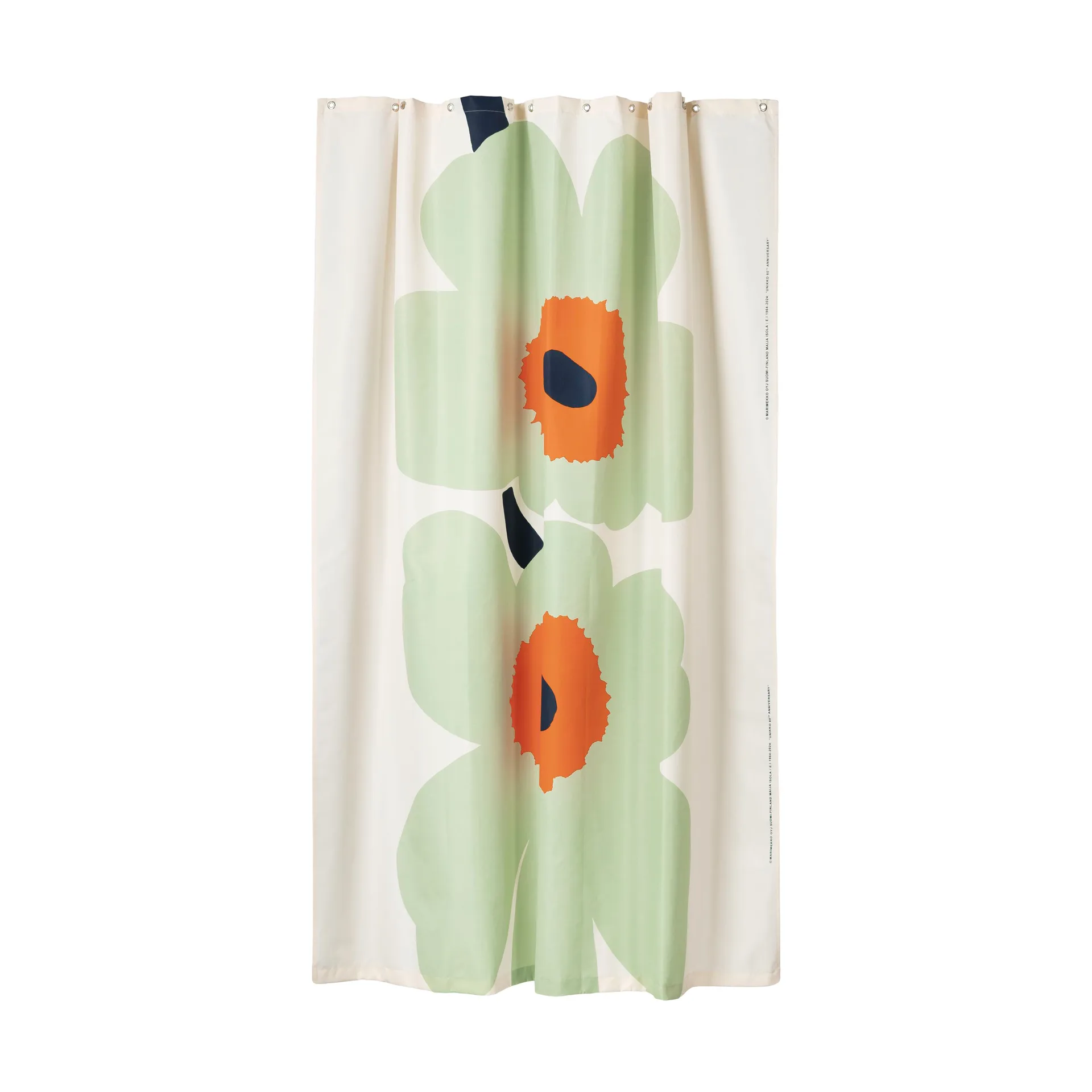 Unikko 60-årsjubileum dusjforheng 180x200 cm, Off white-sage-dark blue Marimekko