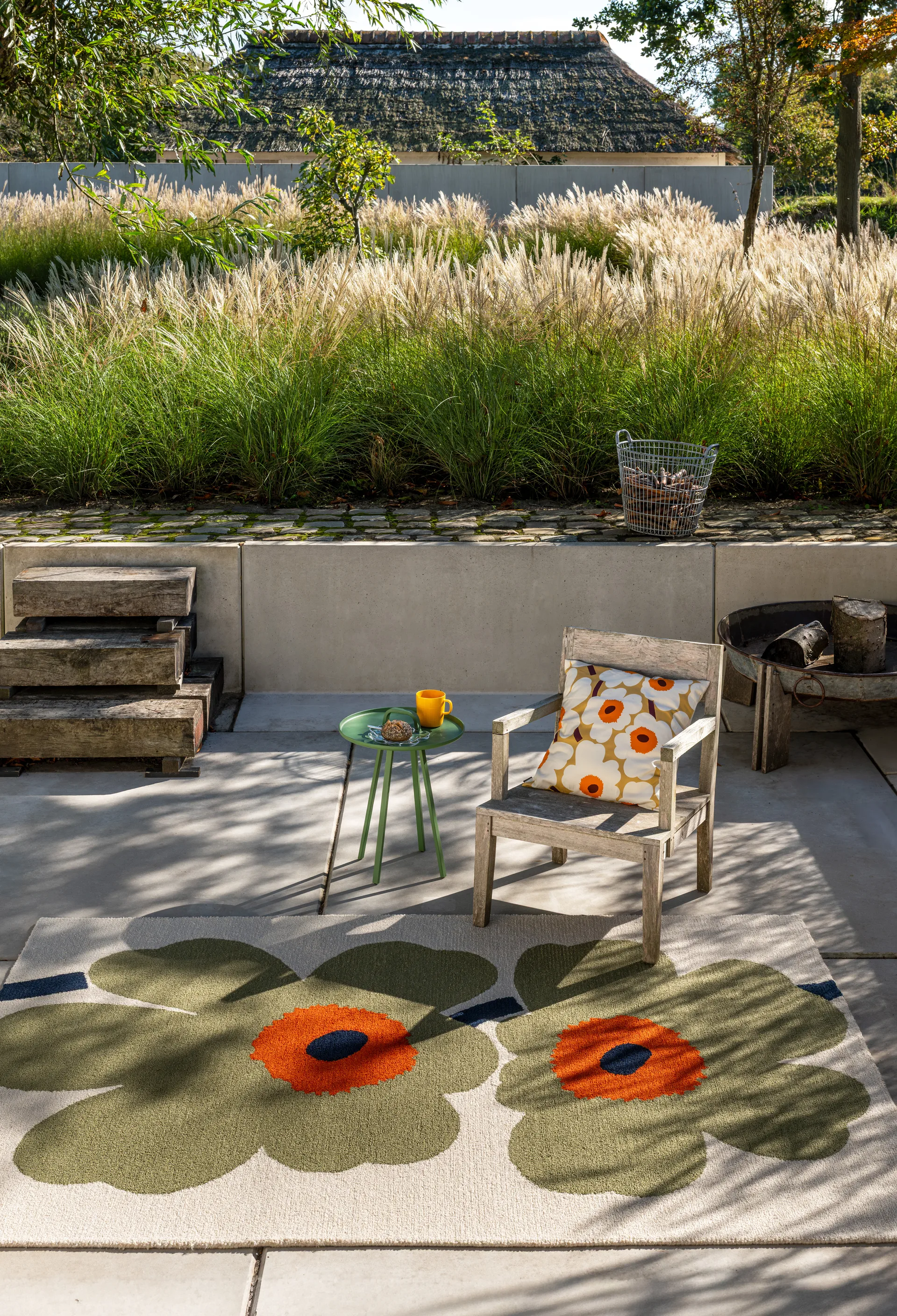 Unikko anniversary teppe outdoor, Dusty green, 140x200 cm Marimekko