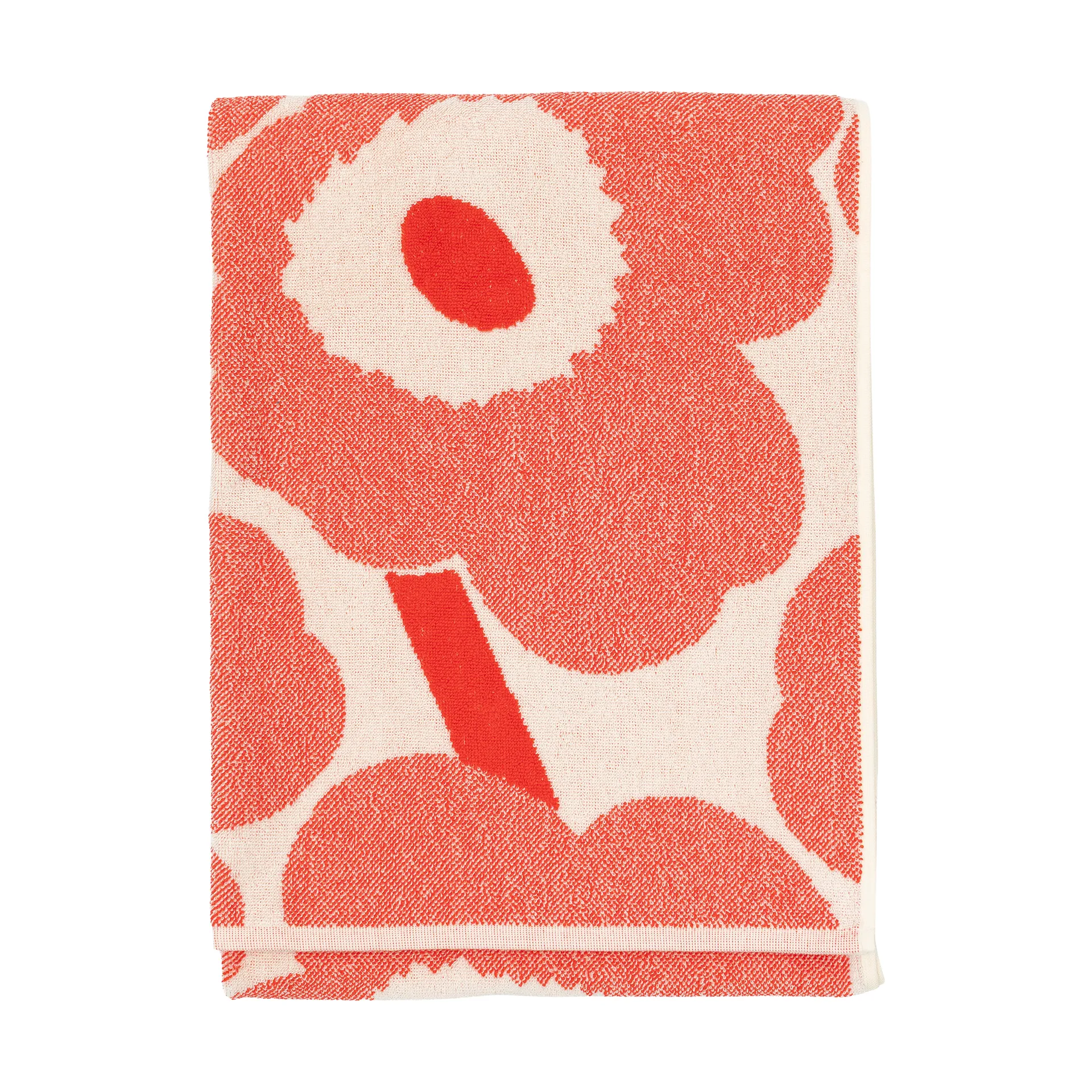 Unikko badehåndkle 70x150 cm, Off white-orange red Marimekko