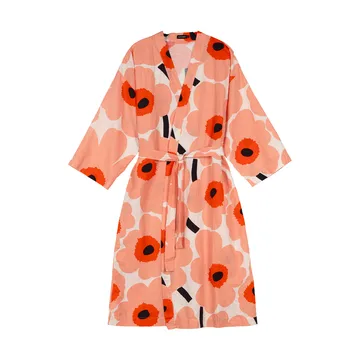 Unikko badekåpe S/M - Off white-coral-orange red-charcoal - Marimekko