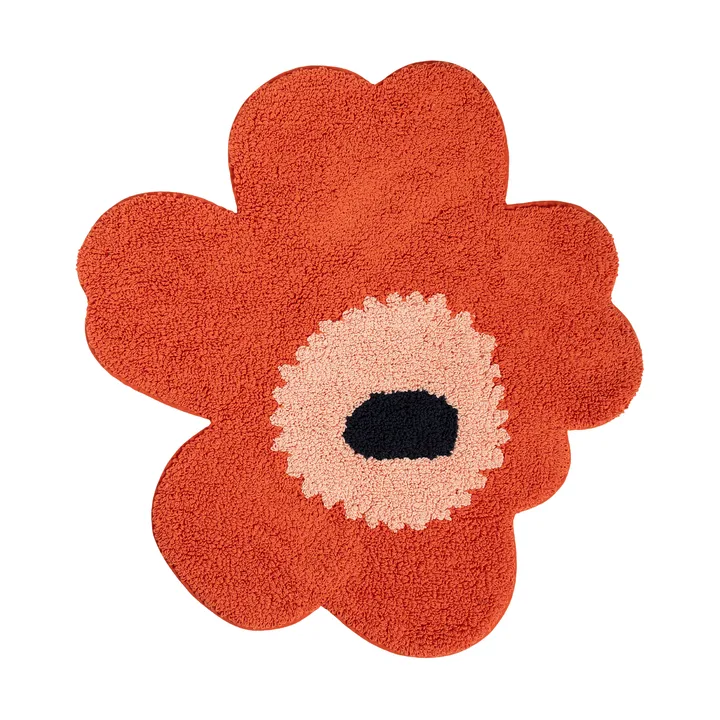 Unikko baderomsmatte 73x74 cm - Orange red-powder-charcoal - Marimekko
