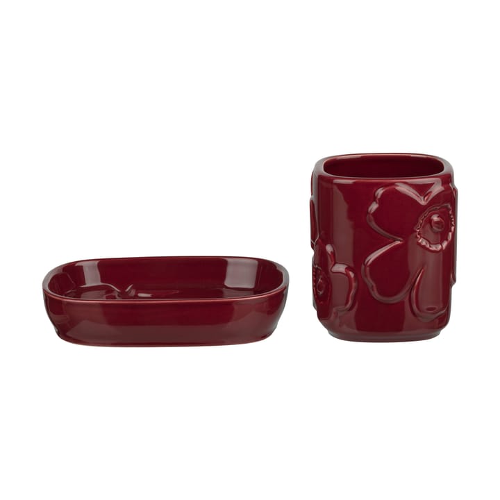 Unikko baderomssett 2 deler - Burgundy - Marimekko