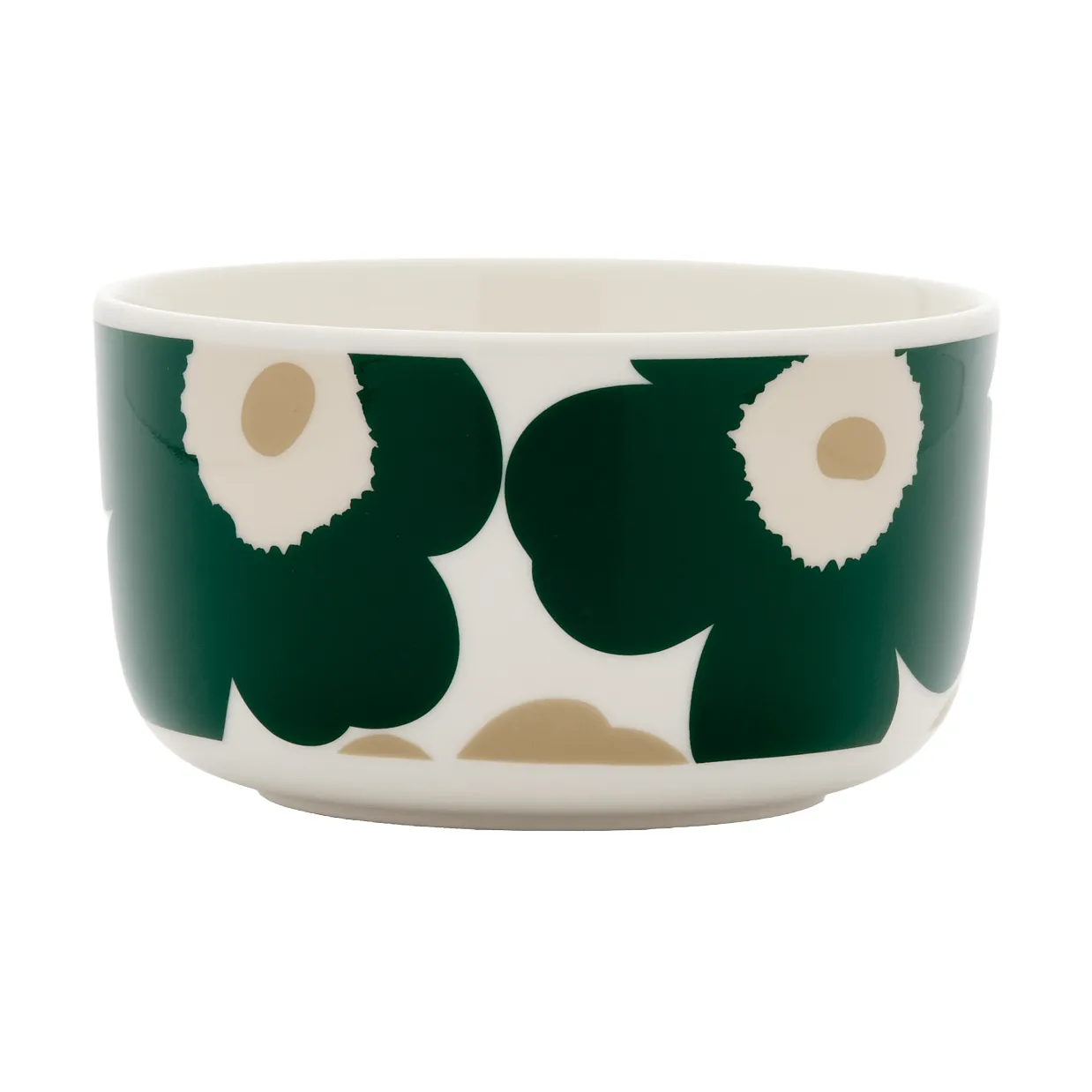 Unikko bolle 5 dl, White-mørkegrønn-beige-lys sand Marimekko