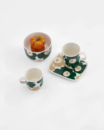 Unikko bolle 5 dl - White-mørkegrønn-beige-lys sand - Marimekko