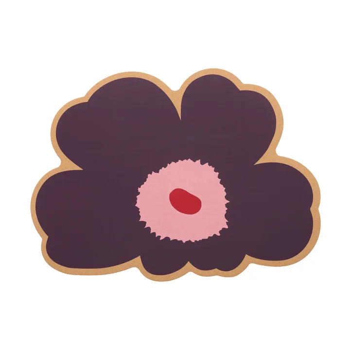 Unikko bordbrikke - Cork-plomme-rosa-tyttebær - Marimekko