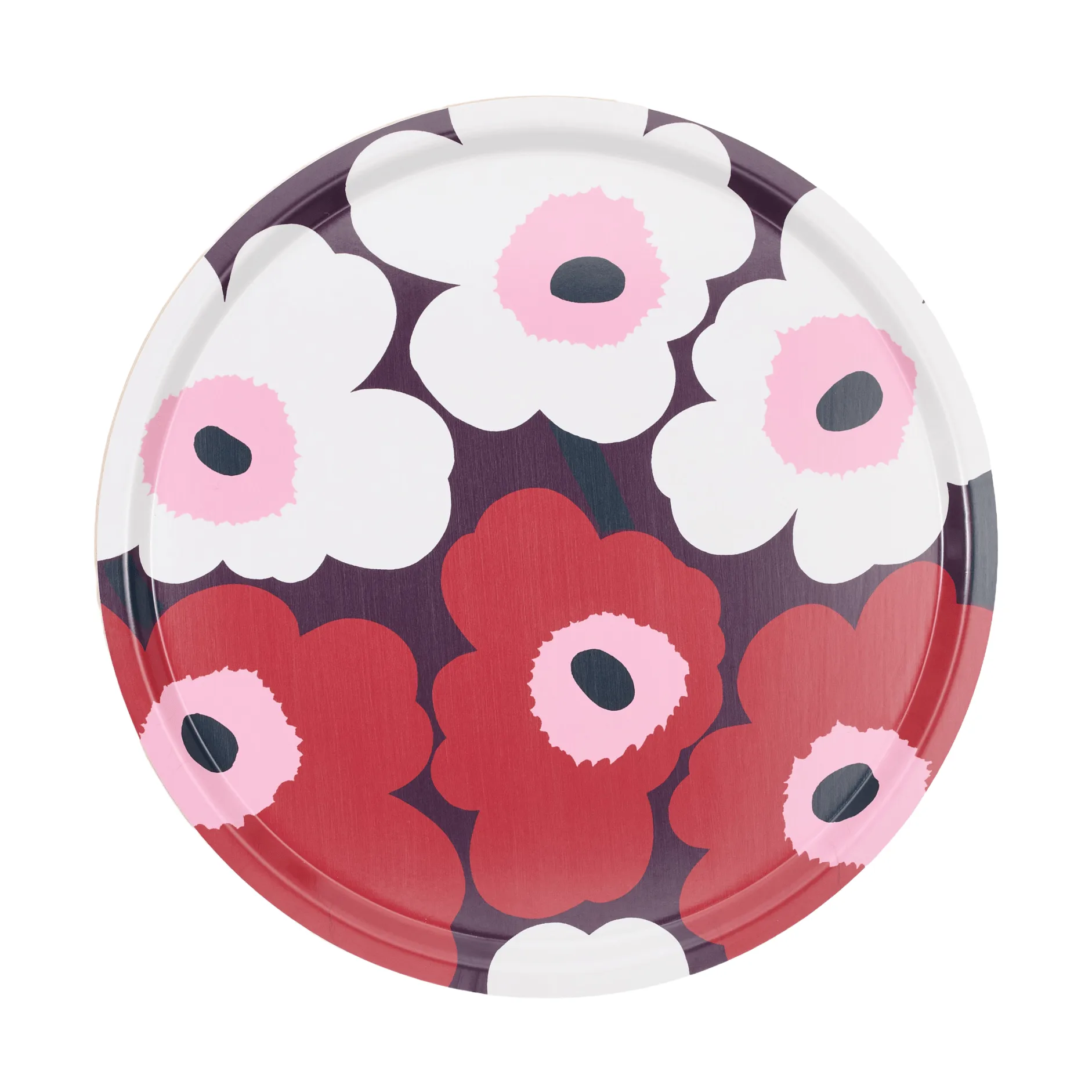 Unikko brett, Plum-cranberry-off white-rose, Ø46 cm Marimekko